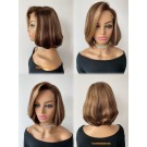 Angela 55-Highlight color side part bob Brazilian virgin human hair 5x5 HD lace closure wig 