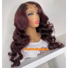 Angela 26-Deep burgundy with natural color roots 5x5 HD lace closure wig 10A grade Brazilian virgin human hair Pre plucked hairline 