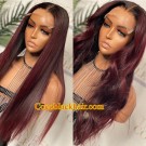 Angela 24-Dark red ombre color 5x5 HD lace closure wig Pre plucked hairline 10A grade Brazilian virgin human hair