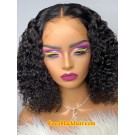 Angela 17-5x5 HD lace closure wig middle parting curly bob 10A grade Brazilian virgin human hair 