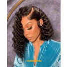 Adia-Deep wave bob 13x6 glueless lace front wig Brazilian virgin human hair Pre plucked hairline side parting