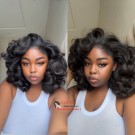 Dawn-Skin melt HD Lace bouncy wave Brazilian human hair 13x6 glueless lace front Pre plucked hairline