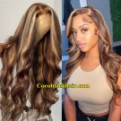 Pamela- Blonde highlights HD lace front wig Brazilian virgin human hair Pre plucked
