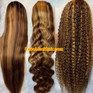 Keyla-highlight brown pre plucked 13*6 lace front wig Brazilian virgin human hair