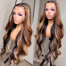 Riri-HD Lace Highlights Loose Wave Glueless lace front Pre plucked Brazilian virgin human hair