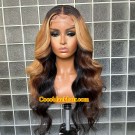 Angela 31-Honey blonde highlights Body Wave human hair 5x5 HD lace closure wig 