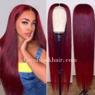 Cindy-natural/ 99j color Silky Straight Brazilian virgin human hair Pre plucked hairline
