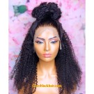Rena-Indian virgin jerry curl glueless lace front wig