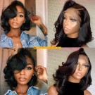 Emily77-Brazilian virgin loose wave bob 360 wig pre plucked hairline bleached knots