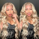 Kelly- Ombre blonde Loose wave Luxury human hair 13x4 glueless lace front wig Pre plucked hairline