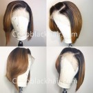 Freya-Pre plucked Indian virgin ombre color short bob 13x6 glueless lace front wig