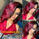 Angela48- 5x5 HD lace closure wig Ombre red wave style Pre-plucked