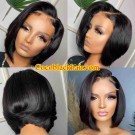 Angela 41-Side part layered Bob 5x5 HD lace closure wig Brazilian virgin hair Pre plucked