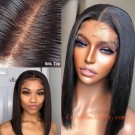 BOB18-Silk top straight hair middle parting bob lace front wig Brazilian hair 