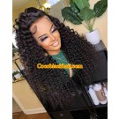 Casey-Transparent lace front wig Wand Curls Brazilian virgin human hair pre plucked hairline 