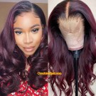 Amya-Brazilian virgin loose wave Wine Red pre plucked lace wig