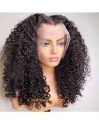 Emily80-pre plucked curly hair 360 wig Brazilian virgin human hair bleached knots