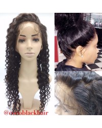 Brazilian Virgin deep wave 360 Lace Frontal 