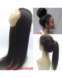 Brazilian Virgin Yaki Straight 360 Lace Frontal 