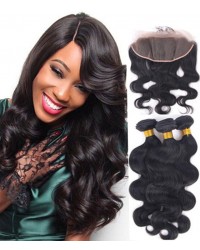 lace frontal with 3 bundles body wave Chinese virgin