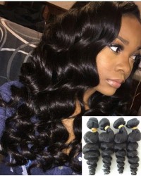 Chinese virgin 4 bundles loose wave hair wefts 