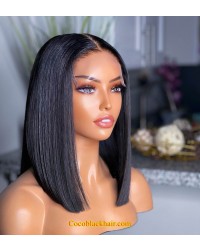 Angela 07-5x5 HD lace closure wig Straight Bob 10A grade Brazilian virgin human hair 
