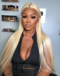 Kiara-Brazilian virgin human hair 613 color 13x6 lace front wig Transparent lace