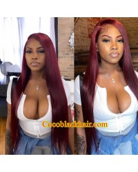 Angela 27-99J colored Silk Straight 5x5 HD lace closure wig 10A grade Brazilian virgin human hair Pre plucked hairline 