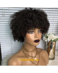 Blew-Afro curly machine made wig Brazilian virgin human hair