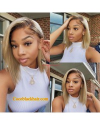 Louis-Ash blonde bob HD Lace front Wig Pre plucked Brazilian virgin human hair 