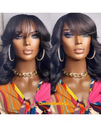 Emily56-360 wig with bangs 100% Brazilian virgin human hair 