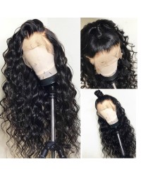 Emily32-Pre plucked Brazilian virgin human hair beachy wave 360 wig 