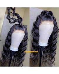 Angela 15-5x5 HD lace closure wig beachy wave 10A grade Brazilian virgin human hair 