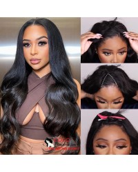 Jess-V part wig Brazilian virgin body wave Quick & Easy Affordable Wig