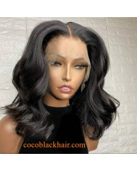 Emily61- bomb Body wave bob pre plucked Brazilian virgin 360 wig