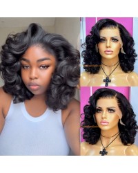 Tammy-Bouncy wave 13x6 lace front wig Brazilian virgin human hair Pre plucked 