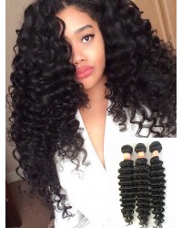 Brazilian virgin 3 bundles deep wave hair weaves