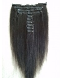 Brazilian virgin yaki straight Clips in hair extensions