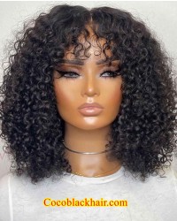 Emily100-Curly bangs 360 wig Brazilian virgin human hair 