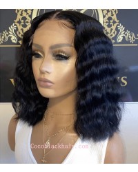 Emily79-pre plucked deep wave BOB 360 wig 10A grade Brazilian virgin human hair 