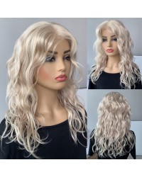 Lucy16-Wear and Go Wig Platinum Wave Curly With Fringe Virgin Human Hair 13x4 Lace Front Wig