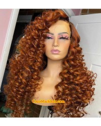 Angela 35-Ginger color loose wave 5x5 HD lace closure human hair wig 
