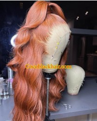 Gabby-13x6 HD Lace front Wig Ginger blonde Loose wave Brazilian virgin human hair Pre plucked