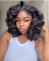 Dawn-Skin melt HD Lace bouncy wave Brazilian human hair 13x6 glueless lace front Pre plucked hairline