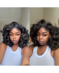 Dawn-Skin melt HD Lace bouncy wave Brazilian human hair 13x6 glueless lace front Pre plucked hairline