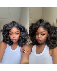 Dawn-Skin melt HD Lace bouncy wave Brazilian human hair 13x6 glueless lace front Pre plucked hairline