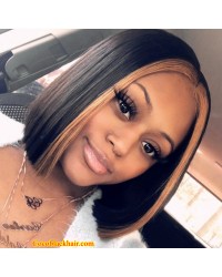 Mollie-Highlight bob Glueless lace front wig Pre plucked hairline