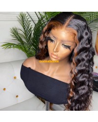 Emily55-Pre plucked Brazilian virgin highlight wave 360 wig 