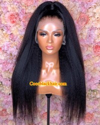 Janis-Italian yaki glueless lace front wig Brazilian virgin hair