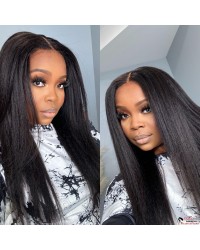 Whitney-Afro Curl hairline Italian yaki HD Lace front wig Brazilian virgin human hair Pre-plucked